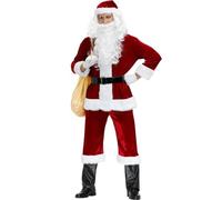 Kreeqe Jolly - Completo da Babbo Natale per adulti, set completo, cappello, barba, stivali, gioco di ruolo con personaggi natalizi, taglie da M a 4XL (set Babbo Natale, M)