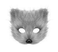 Kreeqe Kit di trasformazione autentica della volpe, maschera realistica, guanti e coda Ensemble fatto a mano, multi colore, scelta per adulti (maschera grigio scuro, M)