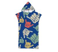 Kreeqe Lussuoso telo da bagno in morbida microfibra con cappuccio, accappatoio da spiaggia, mantello per adulti dopo il nuoto, asciugatura rapida (gesto del surf, M)