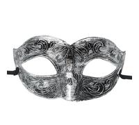 Kreeqe Maschera semi-facciale vintage con parte superiore piatta per notti horror, eventi casa infestata, palline antiche, adulti (Little-beauty-sil, M)