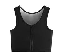Kreeqe Raccoglitore per petto, transgender roba con cerniera mezza canotta piatta per cosplay FTM Binder Bra, nero, XL