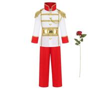 Kreeqe Set di costumi da principe azzurro con corona e scettro dell'ultimo minuto, costume per Halloween, facile da adulto, per Natale, ruolo personaggio natalizio (C-set, L)