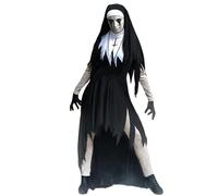 Kreeqe Splendido abito di Halloween nero, semplice costume da ultimo minuto, sposa gotica fantasma, vampiro, misterioso mantello di cigno, gioco di ruolo (89334,M)