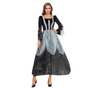 Kreeqe Splendido vestito nero per Halloween, costume da fantasma gotico da sposa, vampiro, misterioso, cigno, mantello, gioco di ruolo (20261, L)