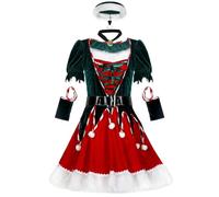 Kreeqe Squisito costume da concorso natalizio in pile per Capodanno, per donne e adulti, per feste e feste sexy (grafico colorato, XXL)