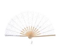 Kreeqe Squisito ventaglio pieghevole in pizzo per sempre felici e contenti decorazioni per matrimoni, regali all'ingrosso diversi colori (bianco, M)