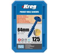 KREG Rivestimento Blu Tascabili Viti - 64mm, #8, Washer-Head, 125ct