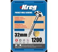 KREG Tascabili Viti - 32mm, #8 Zigrinato, Washer-Head, 1200ct SML-C125-1200-EUR