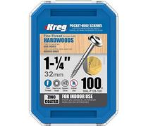 KREG® Viti a foro tascabile zincate - 32 mm/1,25", filettatura fine, Maxi-Loc, 100 pezzi
