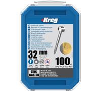 KREG Zinco Tasca Viti - 32mm/1-1 / 4″ #6 Fine Testa di Pan 100pk