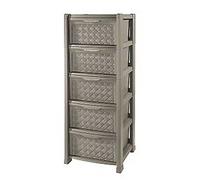 Kreher Cassettiera in plastica Effetto Vimini Tontarelli Arianna 5 cassetti Colore Talpa