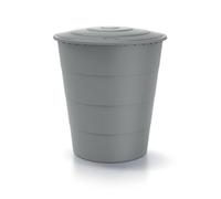 Kreher® Recipiente impermeabile XXL 'Smooth' 510L con coperchio e base (opzionale), in plastica antracite/grigio, aspetto discreto in formato rotondo, senza tempo e moderno (grigio, con coperchio)
