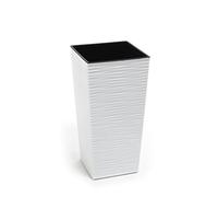 Kreher Vaso XXL Design in plastica strutturata bianco opaco con inserto estraibile. Dimensioni: 40 x 40 x 75,3 cm (L x P x A)