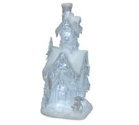 Kremers Schatzkiste Casa invernale a LED 45 cm con luce decorativa natalizia - Casa illuminata paesaggio nevoso - Decorazione invernale in acrilico con luce e attacco USB - Villaggio di Natale