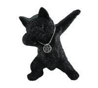 Kremers Schatzkiste Statuetta decorativa a forma di gatto nero, in poliresina, dipinta a mano, divertente e originale, decorazione per la casa e la scrivania, 13 x 12 x 9 cm