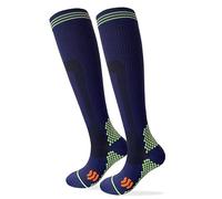 Kreori Calze a compressione per sport, volo, corsa, viaggi, ciclismo, gravidanza, infermiera, 15-20 mmHg, 1 paio blu navy, Large/X-Large