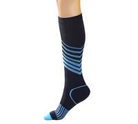 Kreori Sport Kompressionsstrümpfe Herren Calze Compressione da Uomo, Lunghe, mediche, Sportive, Volo, Azzurro 1 Paio, S/M