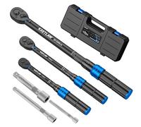 KRETLAW Chiave Dinamometrica 1/2" & 3/8" & 1/4", Set con 6 pezzi Cricchetto Reversibile, 20-220Nm, 5-60Nm, 5-25Nm Chiave Dinamometrica con precisione ±3% (1/2" & 3/8" & 1/4", Set con 6 pezzi)