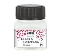 Kreul 16200-Vetro Classico Bianco Crema, in Barattolo, Vernice Brillante a Base d'Acqua per Vetro e Porcellana, a Rapida Essiccazione, Coprente, Colore Cream White, 20 ml (Confezione da 1), 16200