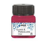 KREUL 16293 - Vetro & Porcellana Rosso Vino Trasparente, in Barattolo da 20 ml, Vernice Trasparente a Base d'Acqua per Vetro e Porcellana, a Rapida Essiccazione, Trasparente Come Il Cristallo.