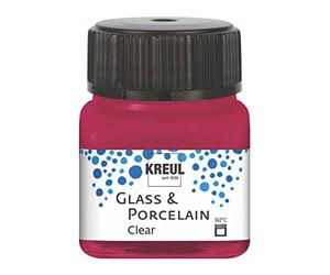 KREUL 16293 - Vetro & Porcellana Rosso Vino Trasparente, in Barattolo da 20 ml, Vernice Trasparente a Base d'Acqua per Vetro e Porcellana, a Rapida Essiccazione, Trasparente Come Il Cristallo.