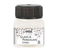 Kreul 16631 - Vetro e Porcellana Cotone Bianco Gessato, 20 ml vetro, morbido - vernice opaca a base d'acqua per vetro e porcellana, asciugatura rapida, opaco