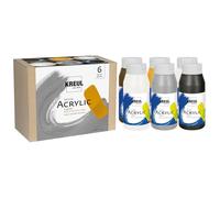 KREUL 17798 - Triton Acrylic Liquid Set Base & Colori Neutri 6 x 750 ml, set tecnico con colori acrilici per artisti di alta qualità per sottopittura, schizzi e per schiarire, scurire e dare un fondo.