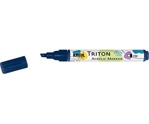 KREUL 17848 - Marcatore acrilico Triton Edge, blu scuro, larghezza punto da 1 a 4 mm, con punta Edge come tuttofare, asciugatura opaca in seta, resistente alle intemperie su superfici assorbenti