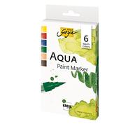 Kreul 18185 - Solo Goya Aqua Paint Marker Colori caldi, set di 6 colori: giallo cadmio, vermiglio scuro, blu indaco, verde oliva, ocra rossa e marrone avana.