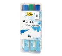 Kreul 18190 - Solo Goya Aqua Paint Marker Powerpack, Set con 11 Colori e Un Miscelatore, matite per artisti con Punta a Pennello Elastica, Vernice idrosolubile.