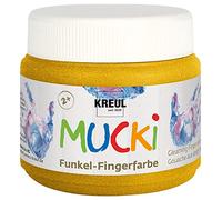 Kreul 23125 - Vernice per Dita Scintillante Mucki, 150 ml in Oro Tesoro, Senza parabeni, Senza glutine, Senza lattosio e vegana, Lavabile, verniciabile con Pennello e Dita