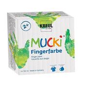 KREUL 2314 - Mucki Set di 4 colori a dita da 150 ml Vernice vegana senza parabeni, glutine e lattosio Lavabile e applicabile con dito, pennello e spugna Colori brillanti