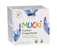 KREUL 2318 - Vernice per dita scintillante Mucki, 4 x 150 ml in rosa, blu, argento e oro, senza parabeni, senza glutine, senza lattosio e vegana, si lava, si può dipingere con pennello, spugna e dita