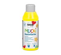 Kreul 24202 - Mucki Pittura Artigianale per Bambini, 250 ml in Giallo, Pittura per Bambini a Base d'Acqua, Lavabile, verniciabile con Pennello e Spugna