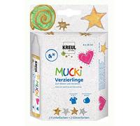Kreul 24340 - Set di decorazioni Mucki, 4 x 29 ml argento e oro scintillante, argento e oro glitterato, pittura ad effetto per bambini a base d'acqua, lavabile