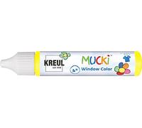 KREUL 24403 - Mucki Window Color, giallo, penna da 29 ml, pittura per finestre a base d'acqua, senza parabeni, senza glutine, senza lattosio, vegan, facile da dipingere, lavabile