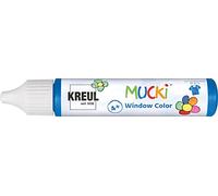 KREUL 24411 Mucki Window Color blu scuro, penna da 29 ml, pittura per finestre a base d'acqua, senza parabeni, senza glutine, senza lattosio, vegano, facilmente modificabile, lavabile
