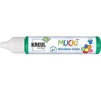 KREUL 24413 Mucki Window Color verde scuro, penna da 29 ml, pittura per finestre a base d'acqua, senza parabeni, senza glutine, senza lattosio, vegano, facilmente modificabile, lavabile