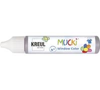 Kreul 24417 - Mucki Window Color, vernice per finestra a base d'acqua, senza parabeni, senza glutine, senza lattosio, vegan, facile da colorare, lavabile, penna da 29 ml, colore: grigio