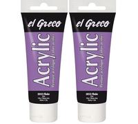 Kreul 28335 - El Greco Acrylic, tubetto da 75 ml di colore lilla, vernice acrilica lucida altamente pigmentata in qualità di studio, verniciabile in modo burroso, per pittura pastosa (Confezione da 2)