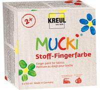 Kreul 28400 - Mucki luminous fabric - finger paint, 4 x 150 ml in yellow, red, b
