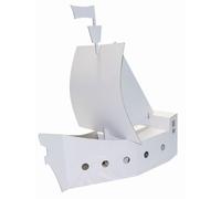 KREUL 39101 - joyPac Nave pirata in cartone bianco duro da dipingere, incollare e decorare Gioco per bambini Dimensioni circa 48 x 18 x 50 cm