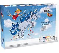 KREUL 42844 - Colore per finestre Glitzerwelt Set di colori per finestre per giovani e vecchi artisti