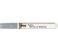 Kreul 46262 - Marcatore acrilico metallizzato medio, con punta a proiettile di circa 2-4 mm, argento, vernice acrilica permanente con effetto metallizzato, per accenti in filigrana
