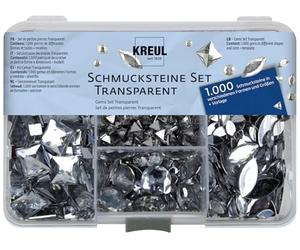 KREUL 49640 - Set di pietre per gioielli, 1000 pietre trasparenti di diverse forme e dimensioni, per la progettazione di accessori alla moda e per il design nell'area home deco.