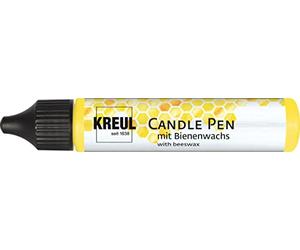 KREUL 49702 - Penna per Candele, Gialla, 29 ml, Penna per Candele con Punta fine per dipingere, Vernice con Cera d'api per Decorare e dipingere Le Candele