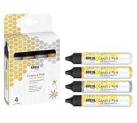 KREUL 49756 - Set di 4 penne per candele Glamour Lighting, 29 ml ciascuna, punta fine per pittura, colori con cera d'api per decorare e dipingere le candele