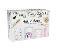 KREUL 49758 - Penna per candele Set di 6 Hello Baby, 6 x 29 ml, punta fine, colori con cera d'api per decorare e dipingere le candele