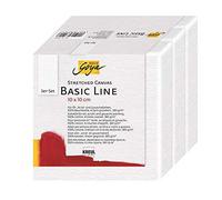 Kreul 631010-Tela Solo Goya Stirata Basic Line, Set di 3, con Tela di Cotone 4 Volte primerizzata, Olio, acrilici e Gouache, Colore White, 10 x 10 cm, 631010