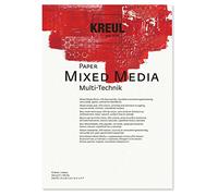 Kreul 69021 - Carta Mista, DIN A4, 200 g/m², 10 Fogli, priva di acidi e Resistente all'invecchiamento, Bianco Naturale, per Tutte Le Tecniche Miste di Belle Arti, per Applicazioni a Umido o a Secco